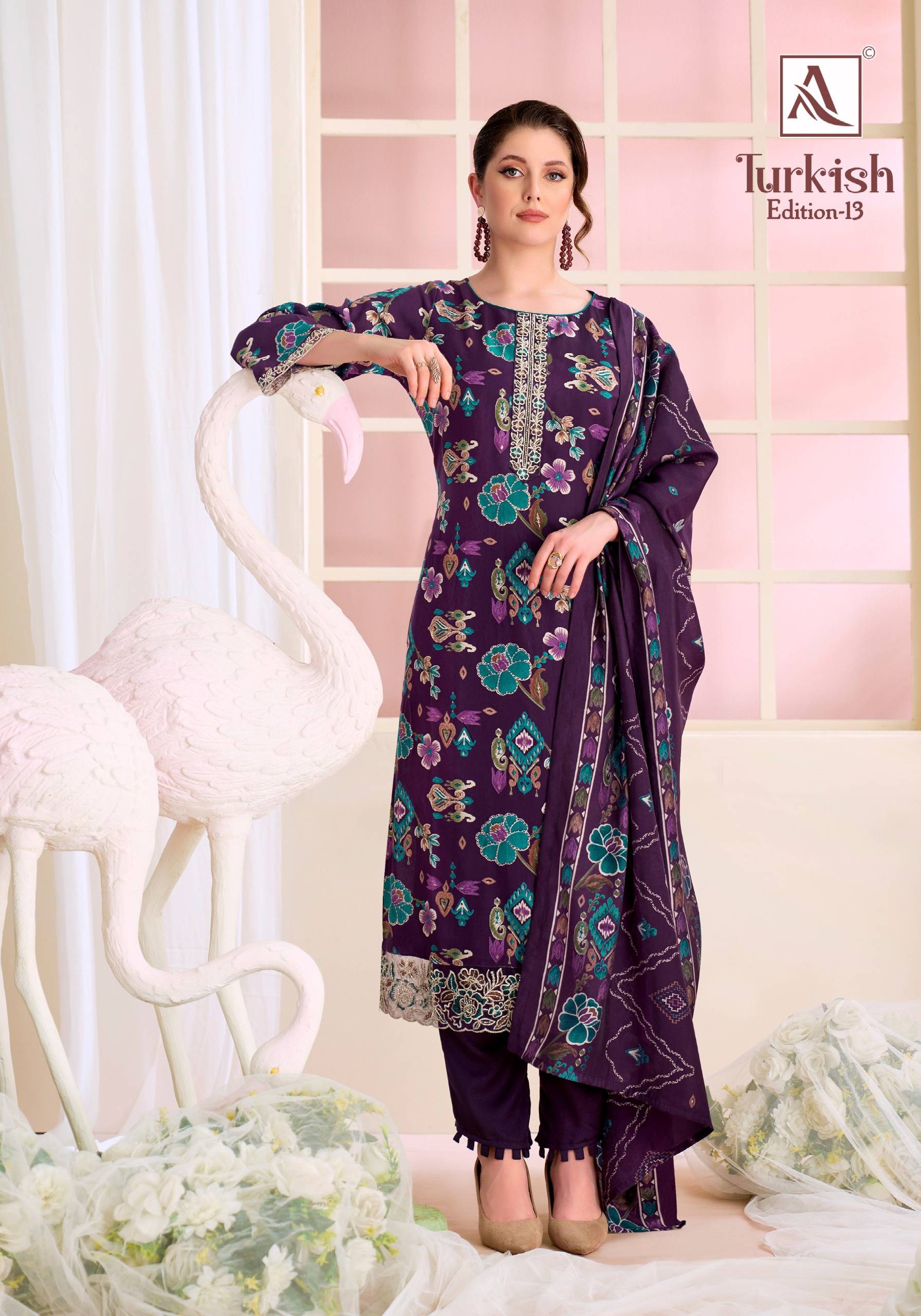 TURKISH-  vol-13 by Alok Suit 3020-1133-01 TO 3020-1133-06 SERIES Pakistani Stylish Embroidered Viscose Reyon COLLECTION At Wholesale Price